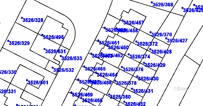 Parcela st. 3526/462 v KÚ Jindřichův Hradec, Katastrální mapa