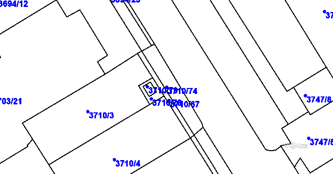 Parcela st. 3710/74 v KÚ Jindřichův Hradec, Katastrální mapa