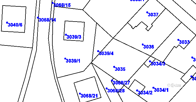 Parcela st. 3039/4 v KÚ Jindřichův Hradec, Katastrální mapa