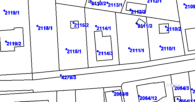 Parcela st. 2114/3 v KÚ Jindřichův Hradec, Katastrální mapa