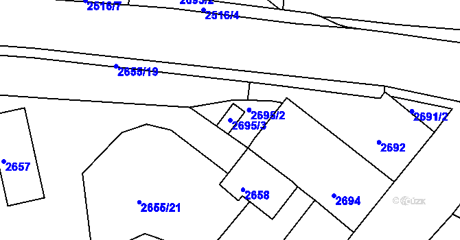 Parcela st. 2695/3 v KÚ Jindřichův Hradec, Katastrální mapa