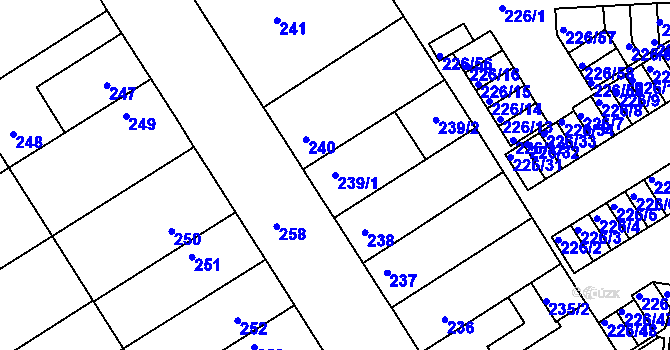 Parcela st. 239/1 v KÚ Jindřichův Hradec, Katastrální mapa