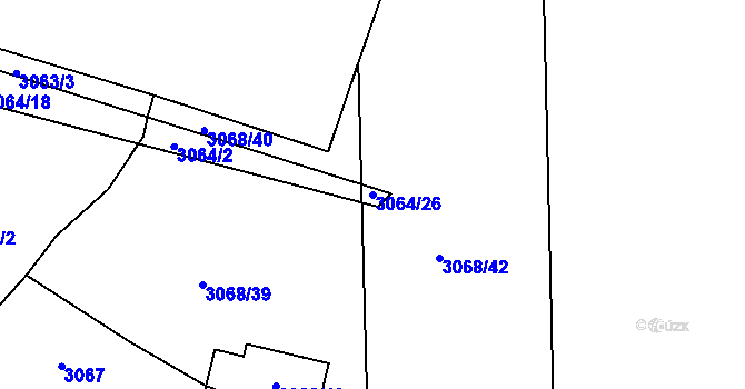 Parcela st. 3064/26 v KÚ Jindřichův Hradec, Katastrální mapa