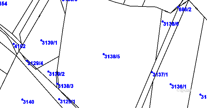 Parcela st. 3138/5 v KÚ Jindřichův Hradec, Katastrální mapa