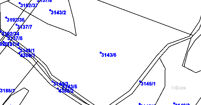 Parcela st. 3143/6 v KÚ Jindřichův Hradec, Katastrální mapa