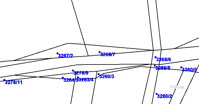 Parcela st. 3268/7 v KÚ Jindřichův Hradec, Katastrální mapa