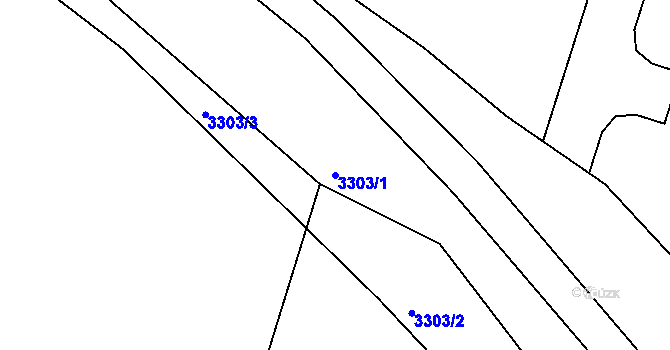 Parcela st. 3303/1 v KÚ Jindřichův Hradec, Katastrální mapa
