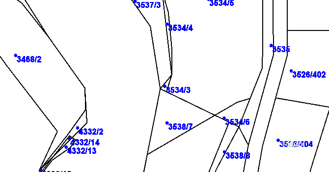 Parcela st. 3534/3 v KÚ Jindřichův Hradec, Katastrální mapa