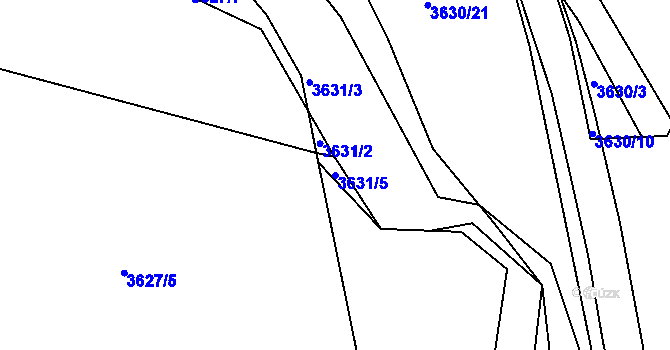 Parcela st. 3631/5 v KÚ Jindřichův Hradec, Katastrální mapa