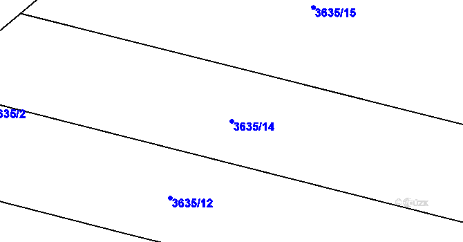 Parcela st. 3635/14 v KÚ Jindřichův Hradec, Katastrální mapa