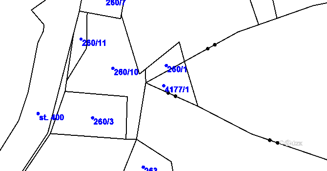 Parcela st. 4177/1 v KÚ Jindřichův Hradec, Katastrální mapa