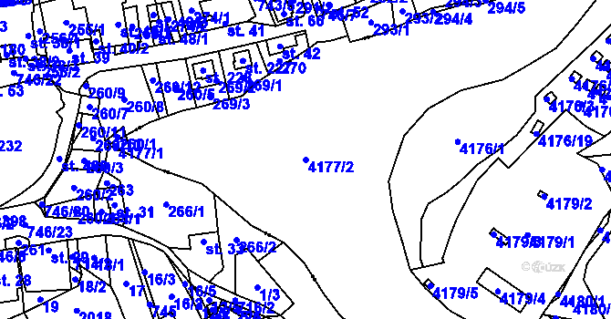 Parcela st. 4177/2 v KÚ Jindřichův Hradec, Katastrální mapa