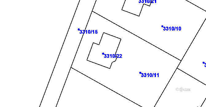 Parcela st. 3310/22 v KÚ Jindřichův Hradec, Katastrální mapa