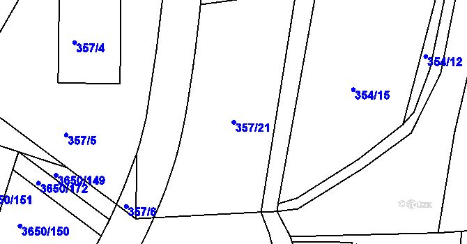 Parcela st. 357/21 v KÚ Jindřichův Hradec, Katastrální mapa