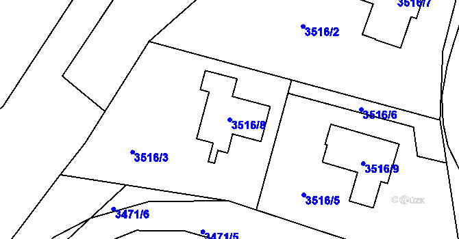 Parcela st. 3516/8 v KÚ Jindřichův Hradec, Katastrální mapa