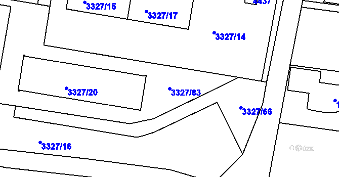 Parcela st. 3327/83 v KÚ Jindřichův Hradec, Katastrální mapa