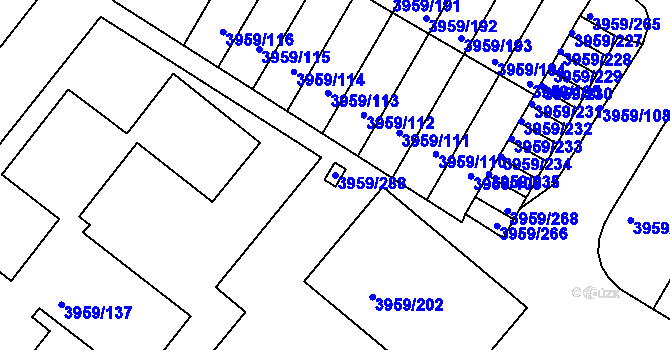 Parcela st. 3959/288 v KÚ Jindřichův Hradec, Katastrální mapa