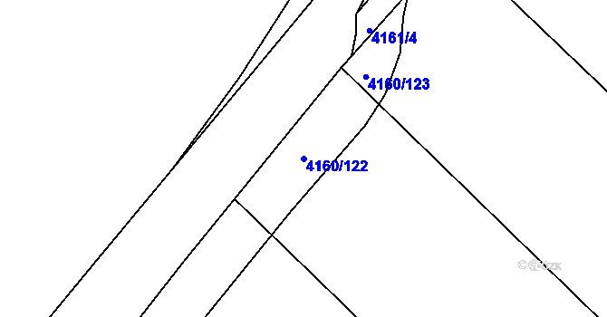 Parcela st. 4160/122 v KÚ Jindřichův Hradec, Katastrální mapa