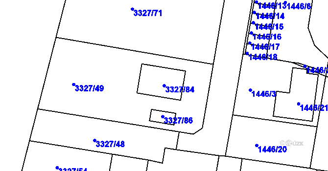 Parcela st. 3327/84 v KÚ Jindřichův Hradec, Katastrální mapa