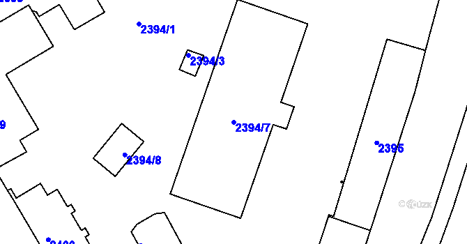 Parcela st. 2394/7 v KÚ Jindřichův Hradec, Katastrální mapa
