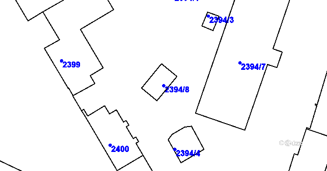 Parcela st. 2394/8 v KÚ Jindřichův Hradec, Katastrální mapa