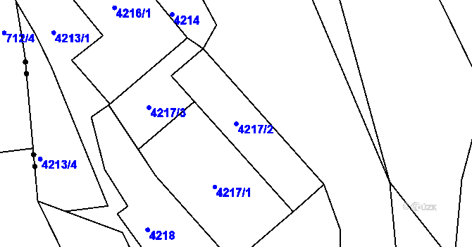 Parcela st. 4217/2 v KÚ Jindřichův Hradec, Katastrální mapa