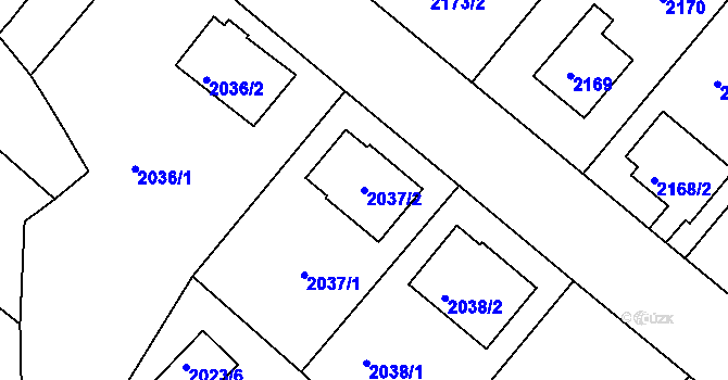 Parcela st. 2037/2 v KÚ Jindřichův Hradec, Katastrální mapa