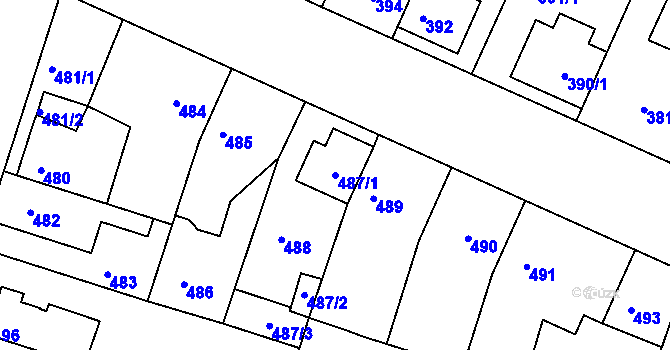 Parcela st. 487/1 v KÚ Jindřichův Hradec, Katastrální mapa
