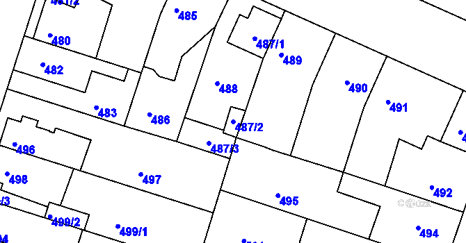 Parcela st. 487/2 v KÚ Jindřichův Hradec, Katastrální mapa