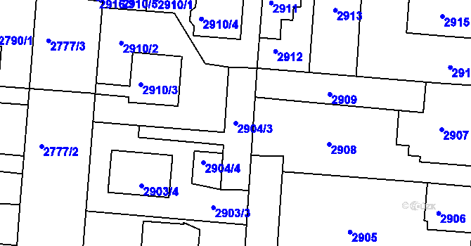 Parcela st. 2904/3 v KÚ Jindřichův Hradec, Katastrální mapa