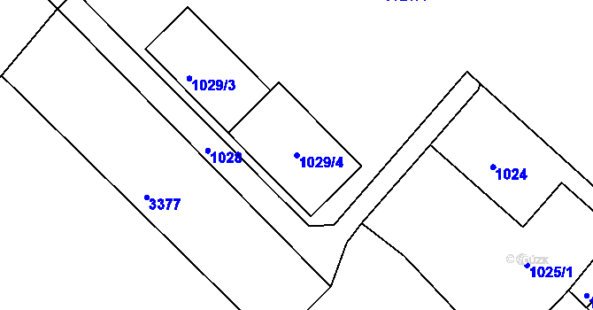 Parcela st. 1029/4 v KÚ Jindřichův Hradec, Katastrální mapa