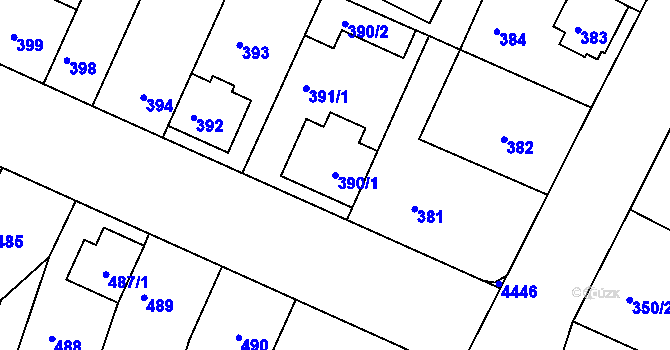 Parcela st. 390/1 v KÚ Jindřichův Hradec, Katastrální mapa