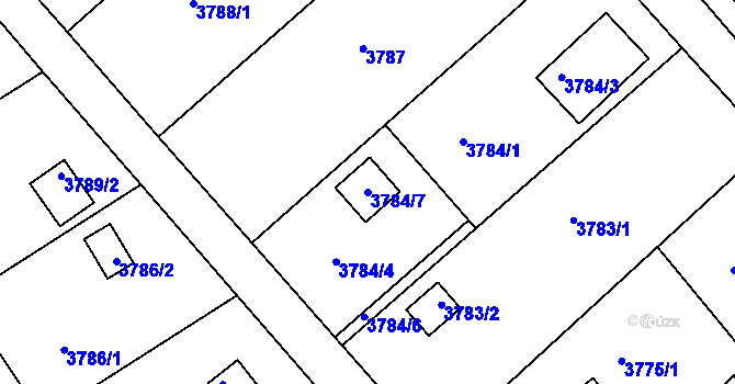 Parcela st. 3784/7 v KÚ Jindřichův Hradec, Katastrální mapa
