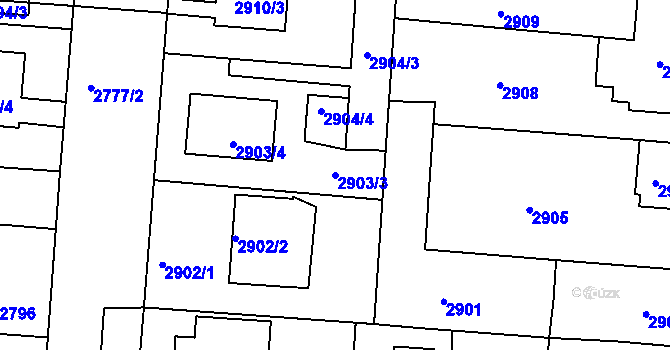 Parcela st. 2903/3 v KÚ Jindřichův Hradec, Katastrální mapa