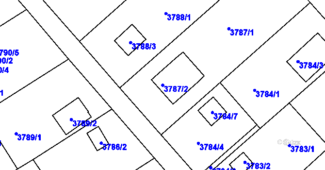 Parcela st. 3787/2 v KÚ Jindřichův Hradec, Katastrální mapa