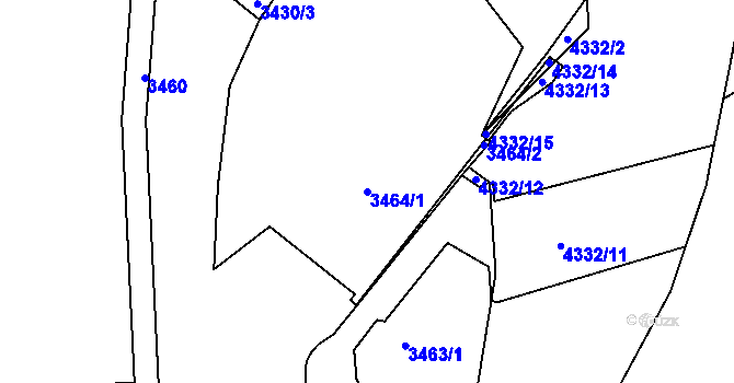 Parcela st. 3464/1 v KÚ Jindřichův Hradec, Katastrální mapa