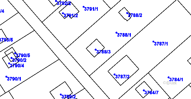 Parcela st. 3788/3 v KÚ Jindřichův Hradec, Katastrální mapa
