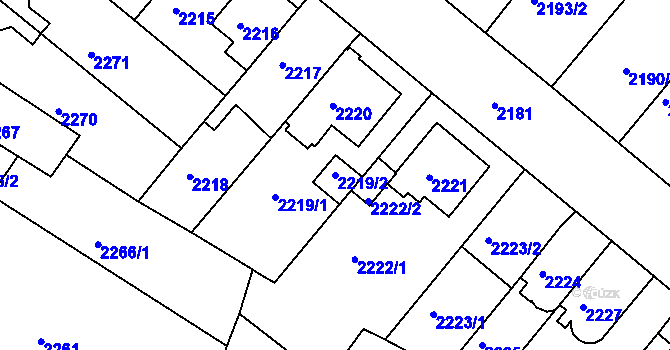 Parcela st. 2219/2 v KÚ Jindřichův Hradec, Katastrální mapa