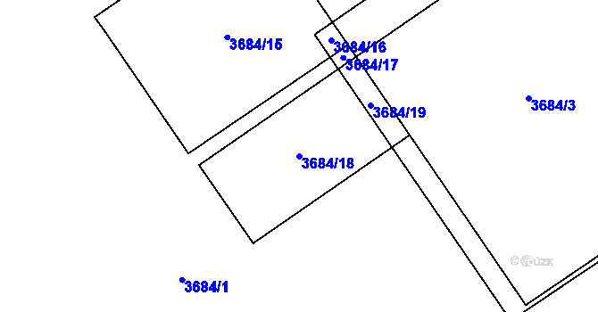 Parcela st. 3684/18 v KÚ Jindřichův Hradec, Katastrální mapa