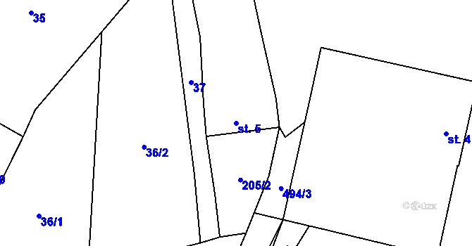Parcela st. 5 v KÚ Políkno u Jindřichova Hradce, Katastrální mapa
