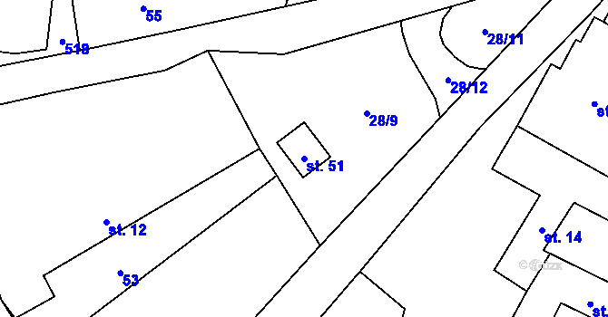 Parcela st. 51 v KÚ Políkno u Jindřichova Hradce, Katastrální mapa