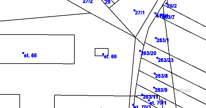 Parcela st. 69 v KÚ Políkno u Jindřichova Hradce, Katastrální mapa
