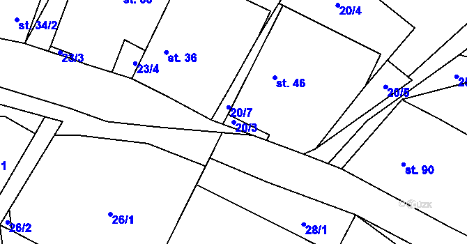 Parcela st. 20/3 v KÚ Políkno u Jindřichova Hradce, Katastrální mapa