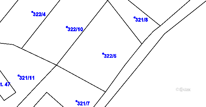 Parcela st. 322/5 v KÚ Políkno u Jindřichova Hradce, Katastrální mapa