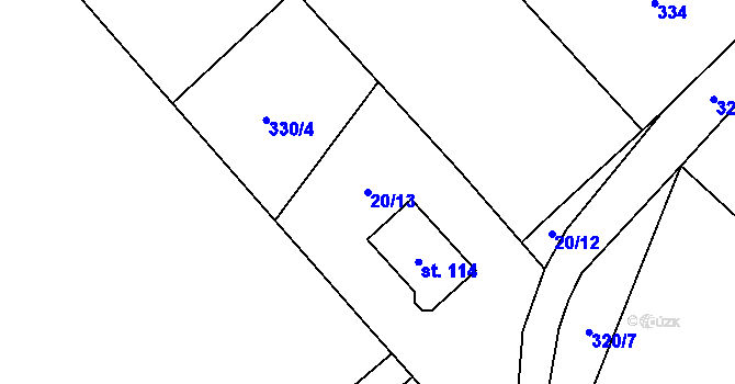 Parcela st. 20/13 v KÚ Políkno u Jindřichova Hradce, Katastrální mapa