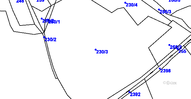 Parcela st. 230/3 v KÚ Políkno u Jindřichova Hradce, Katastrální mapa