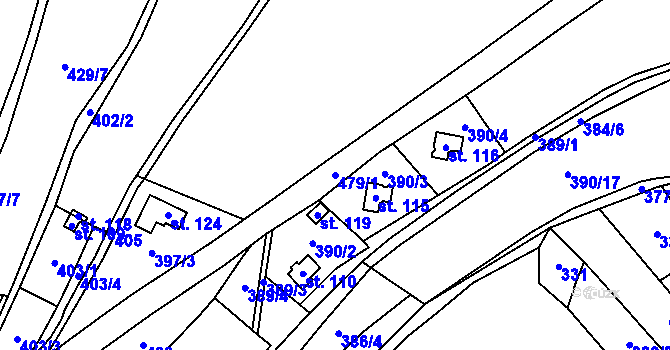 Parcela st. 479/1 v KÚ Políkno u Jindřichova Hradce, Katastrální mapa