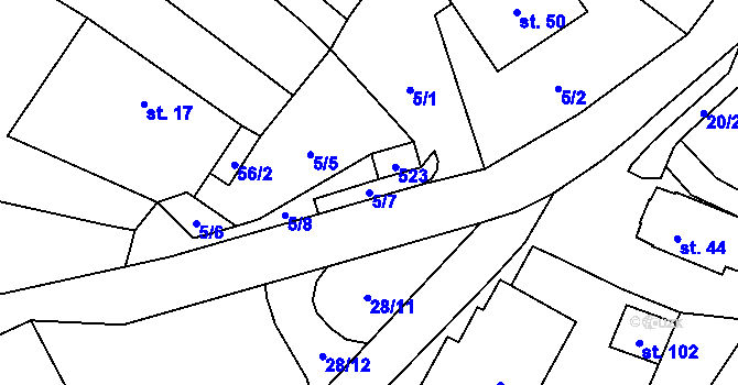 Parcela st. 5/7 v KÚ Políkno u Jindřichova Hradce, Katastrální mapa