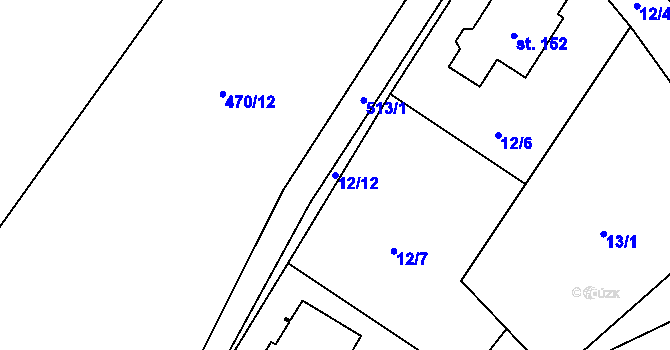 Parcela st. 12/12 v KÚ Horní Žďár u Jindřichova Hradce, Katastrální mapa