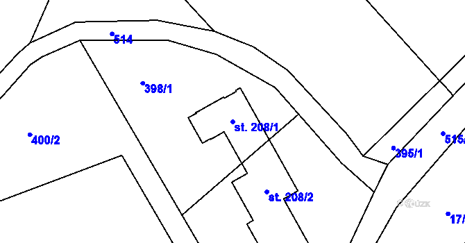 Parcela st. 208/1 v KÚ Horní Žďár u Jindřichova Hradce, Katastrální mapa